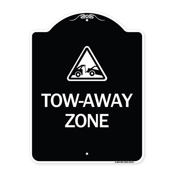 Signmission Tow-Away Zone with Graphic Heavy-Gauge Aluminum Architectural Sign, 24" x 18", BW-1824-24411 A-DES-BW-1824-24411 - main